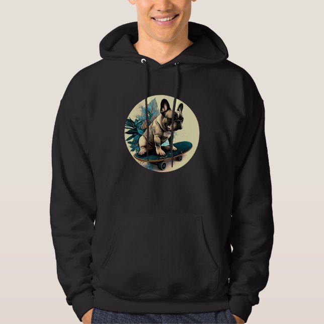 French Bulldog Skateboard Skateboarding Dog  Sport Hoodie (Front)