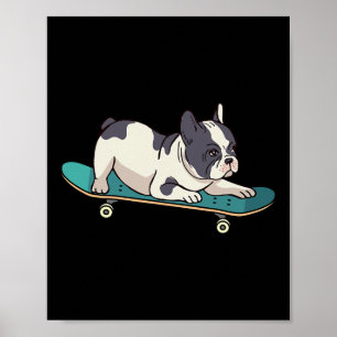 French Bulldog Skateboarding Dog  Poster