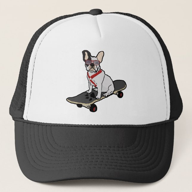 French Bulldog Skateboarding Hat (Front)