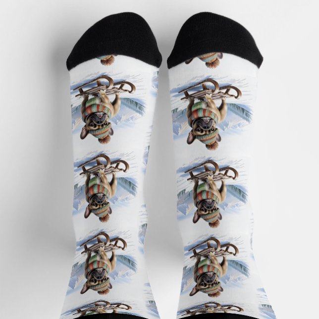 French Bulldog sled ride Bulldog Socks (Top)