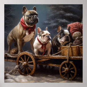 French Bulldog Snowy Sleigh Christmas Decor