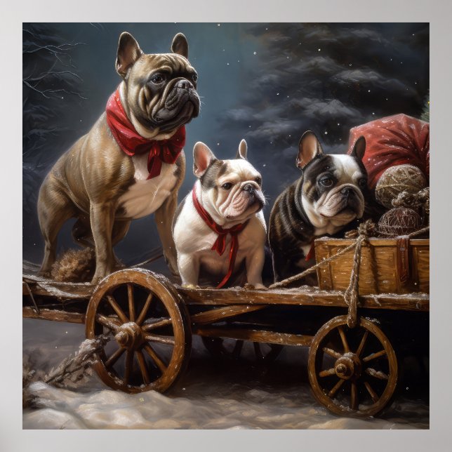 French Bulldog Snowy Sleigh Christmas Decor (Front)