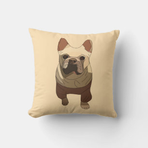 French Bulldog, Soft Peach Cushion