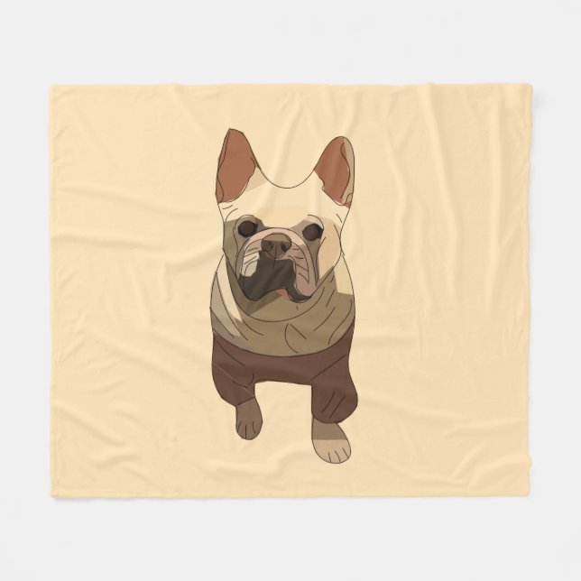 French Bulldog, Soft Peach Fleece Blanket (Front (Horizontal))