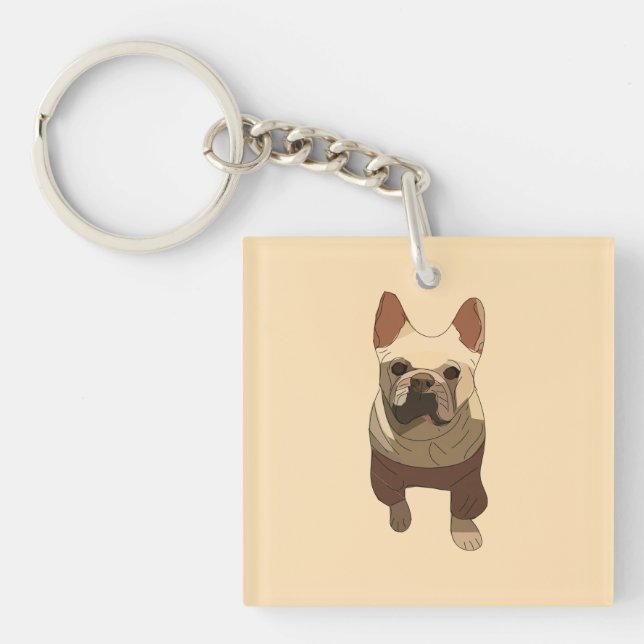 French Bulldog, Soft Peach Key Ring (Front)