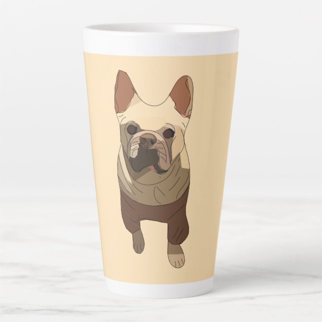 French Bulldog, Soft Peach Latte Mug (Front)