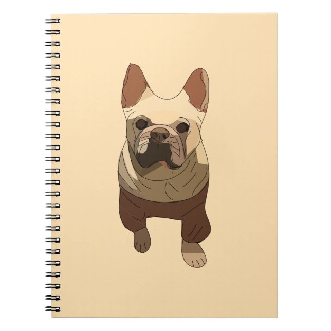 French Bulldog, Soft Peach Notebook (Front)
