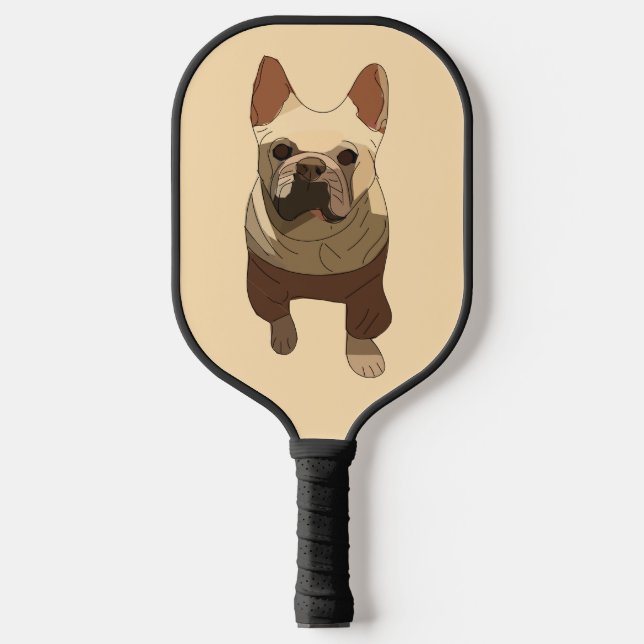 French Bulldog, Soft Peach Pickleball Paddle (Front)
