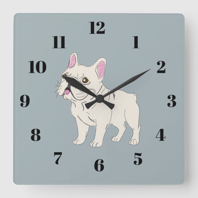 French Bulldog Square Wall Clock (Front)