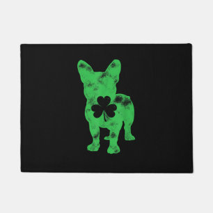 French Bulldog St Patrick's Day Boys Girls Shamroc Doormat