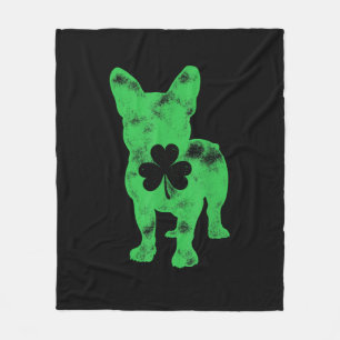 French Bulldog St Patrick's Day Boys Girls Shamroc Fleece Blanket