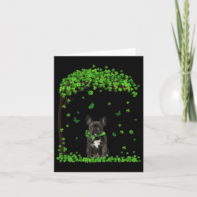 French Bulldog St Patricks Day Lover Irish Shamroc Card (Front)