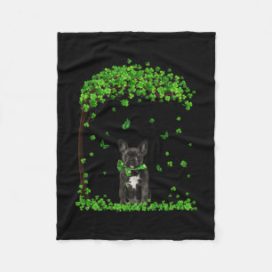 French Bulldog St Patricks Day Lover Irish Shamroc Fleece Blanket