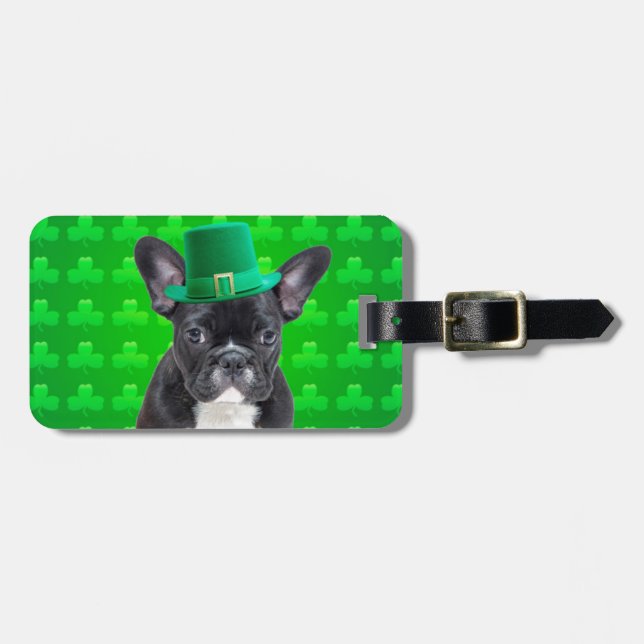 French Bulldog St Patrick's Day Luggage Tag (Front Horizontal)