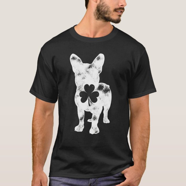 French Bulldog St Patricks Day Men Women Shamrock  T-Shirt (Front)