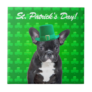 French Bulldog St Patrick's Day Tile