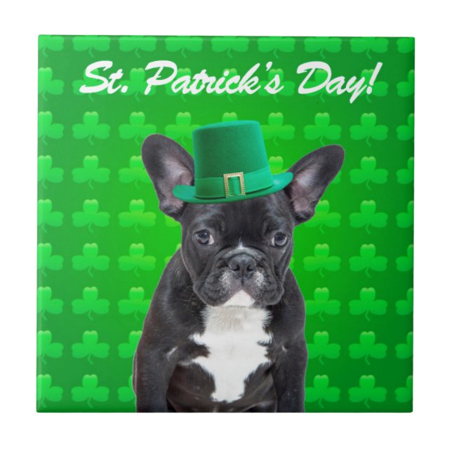French Bulldog St Patrick's Day Tile (Front)