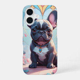 French Bulldog Stained Glass Pastel Flowers iPhone 16 Case