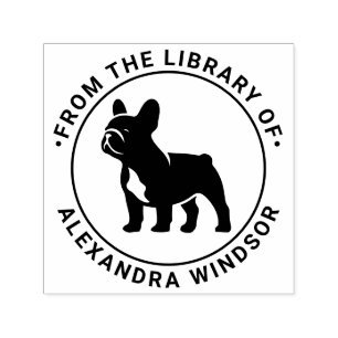 French Bulldog Standing Sil Library Book Name Self-inking Stamp