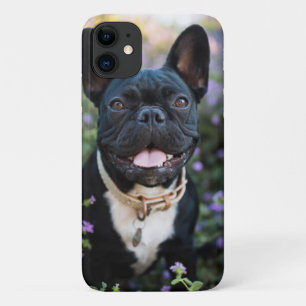 French Bulldog Stands in Flowers iPhone 11 Case
