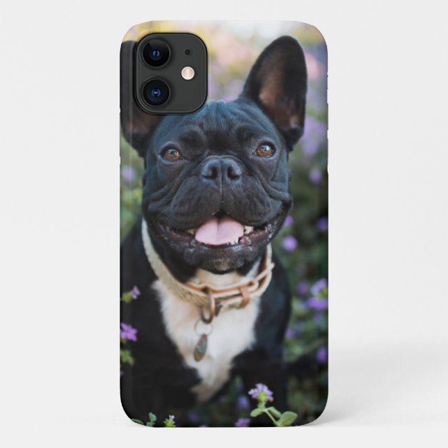 French Bulldog Stands in Flowers Case-Mate iPhone Case (Back)