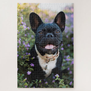 French Bulldog Stands in Flowers Jigsaw Puzzle