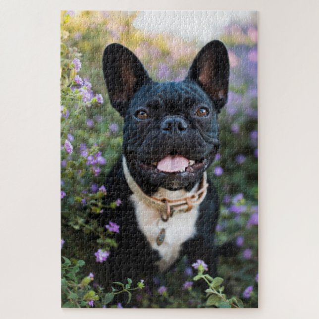 French Bulldog Stands in Flowers Jigsaw Puzzle (Vertical)