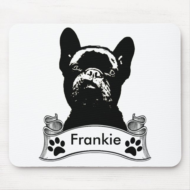 French Bulldog Stencil Personalised Mouse Mat (Front)