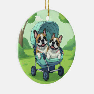 French Bulldog Stroller Ceramic Tree Decoration