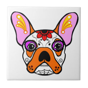French Bulldog Sugar Skull Tile