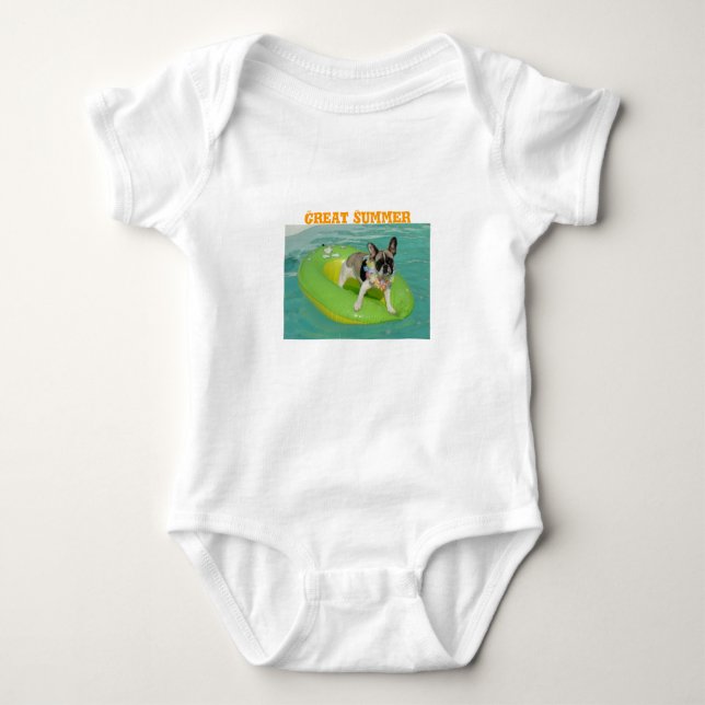French Bulldog Summer French Bulldog Baby Bodysuit (Front)