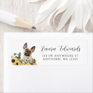 French Bulldog Sunflower Eucalyptus Return Address