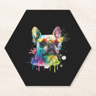 French Bulldog Sunglasses Dog Puppy Paper Coaster