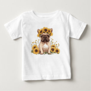 French Bulldog Surrounded By Sunflowers Baby T-Shirt