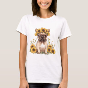 French Bulldog Surrounded By Sunflowers T-Shirt