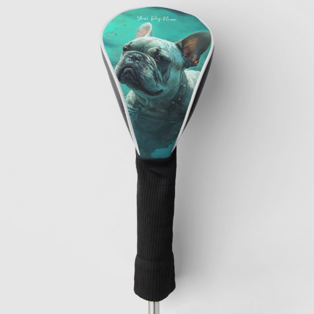 French Bulldog swimming in water 003 Golf Head Cover (Front)