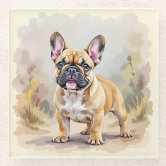 French Bulldog Tan Fawn-Colored Cute Frenchie Dog Glass Coaster