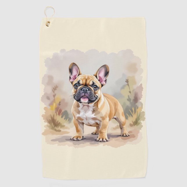 French Bulldog Tan Fawn-Colored Cute Frenchie Dog Golf Towel (Front)