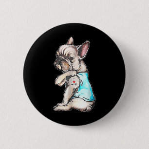 French Bulldog Tattoo I Love Mum Funny Dog Mothers 6 Cm Round Badge