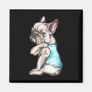 French Bulldog Tattoo I Love Mum Funny Dog Mothers Magnet