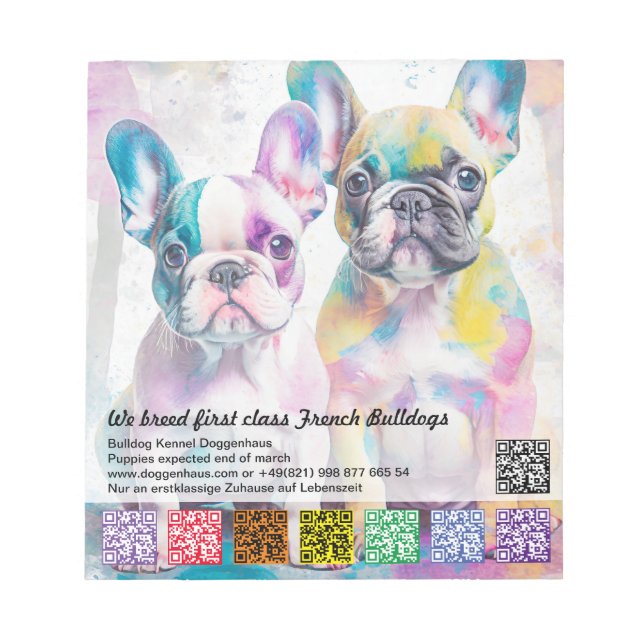 French Bulldog Tear off flyer block Notepad (Front)
