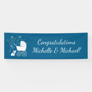 French Bulldog Theme Party - Baby Shower Blue Banner