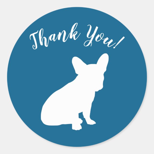 French Bulldog Theme Party - Baby Shower Blue Classic Round Sticker (Front)
