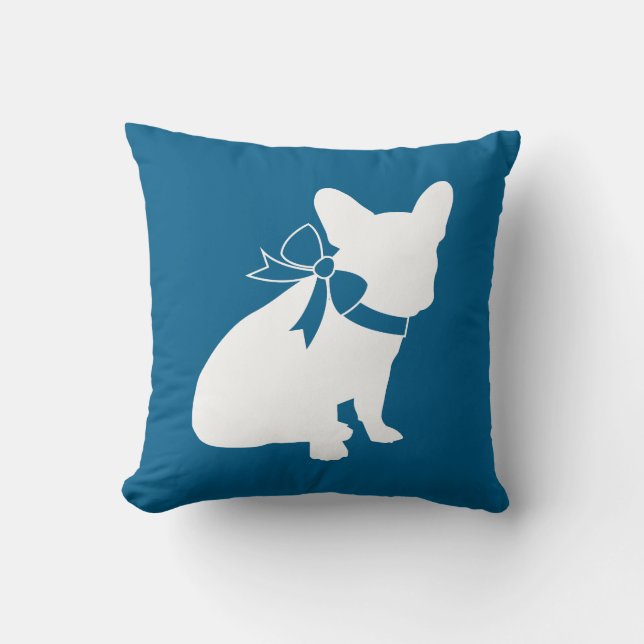 French Bulldog Theme Party - Baby Shower Blue Cushion (Front)