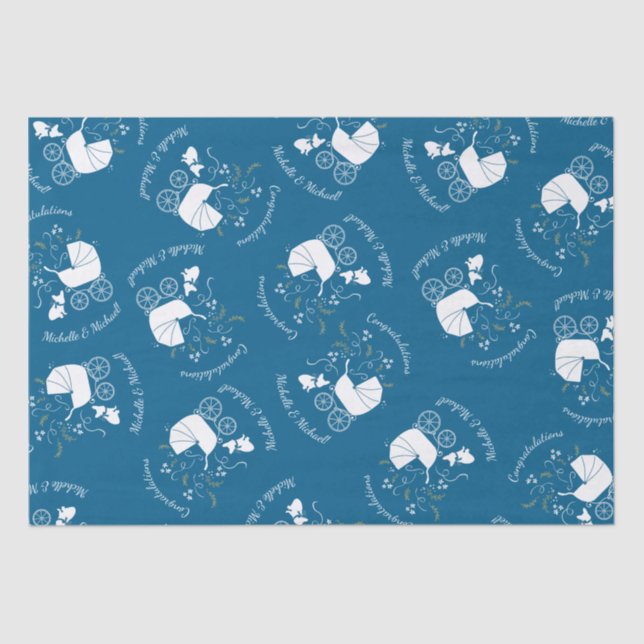 French Bulldog Theme Party - Baby Shower Blue Tissue Paper (Front)
