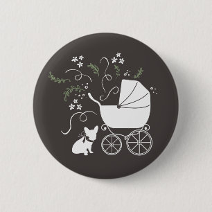 French Bulldog Theme Party - Baby Shower Neutral 6 Cm Round Badge
