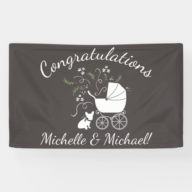 French Bulldog Theme Party - Baby Shower Neutral Banner (Horizontal)