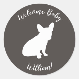French Bulldog Theme Party - Baby Shower Neutral Classic Round Sticker