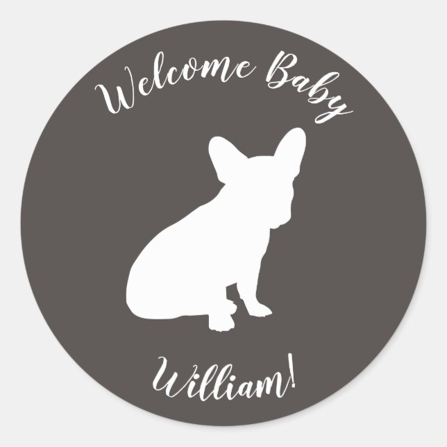 French Bulldog Theme Party - Baby Shower Neutral Classic Round Sticker (Front)