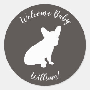 French Bulldog Theme Party - Baby Shower Neutral Classic Round Sticker